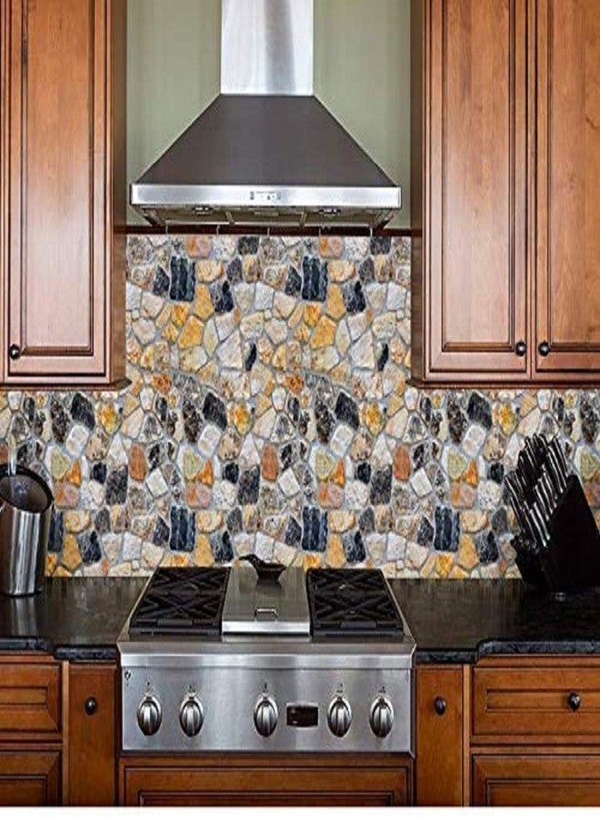 إمبريشنز ورق جدران منزلي عصري متعدد الأشكال بنمط حجري، ورق جدران ثلاثي الأبعاد ذاتي اللصق مقاوم للماء عالي الدقة (ملصقات فينيل PVC، 500 × 45 سم، متعدد الألوان) - Image 4